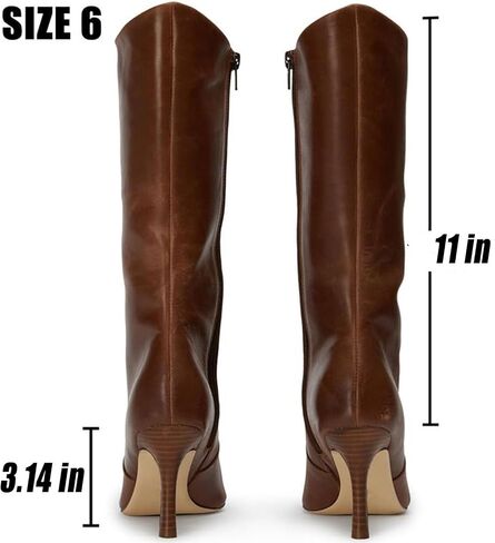 Goiphrri Mid Calf Boots for Women Stiletto Boot Heels Wide Calf | Pointed Toe Heeled Boots with Side Zipper Dressy Fashion Fall Boot for Women in Saudi Arabia