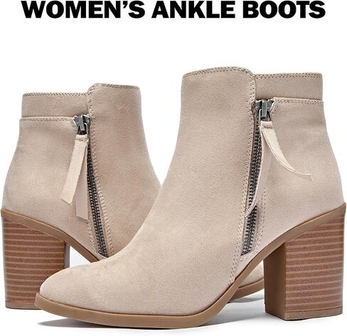 Women's Ankle Boots Low Chunky Heeled Booties Casual Comfortable Fall Winter Pointed Closed Toe Short Boots for Women. in Kuwait