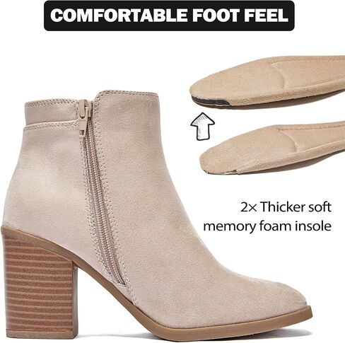 Women's Ankle Boots Low Chunky Heeled Booties Casual Comfortable Fall Winter Pointed Closed Toe Short Boots for Women. in Kuwait