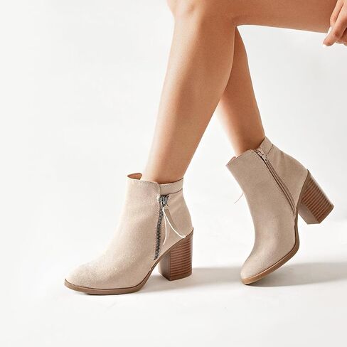 Women's Ankle Boots Low Chunky Heeled Booties Casual Comfortable Fall Winter Pointed Closed Toe Short Boots for Women. in Kuwait