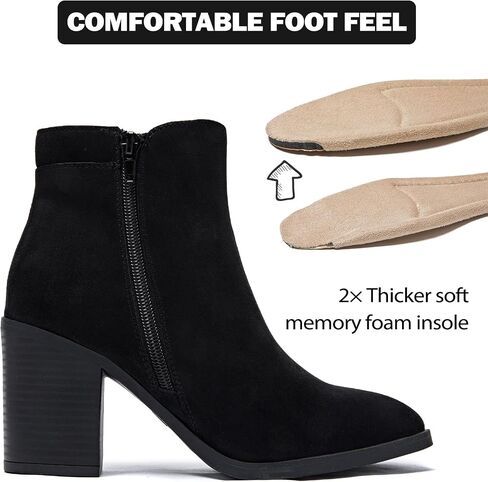 Women's Ankle Boots Low Chunky Heeled Booties Casual Comfortable Fall Winter Pointed Closed Toe Short Boots for Women. in Kuwait