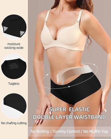 Womens Underwear Full Coverage No Show High Waisted Seamless Ladies Panties 5 Pack in Kuwait
