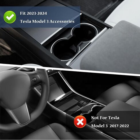 5pcs Center Center Console Tresanizer Tresher متوافق مع Tesla Model 3 Highland Accessories 2023-2025 ، ملحقات مع صندوق تخزين مسند الذراع ، صندوق تخزين مسند الذراعين المخفيين ، حامل حامل الكأس ، غطاء كاميرا الويب ، الأسود in Saudi Arabia