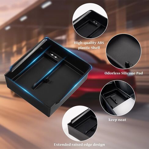 5pcs Center Center Console Tresanizer Tresher متوافق مع Tesla Model 3 Highland Accessories 2023-2025 ، ملحقات مع صندوق تخزين مسند الذراع ، صندوق تخزين مسند الذراعين المخفيين ، حامل حامل الكأس ، غطاء كاميرا الويب ، الأسود in Saudi Arabia