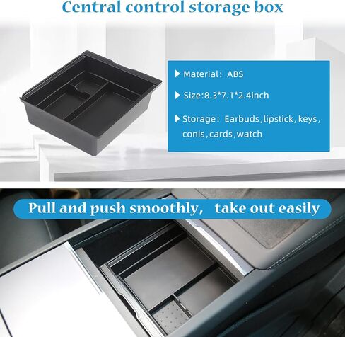 5pcs Center Center Console Tresanizer Tresher متوافق مع Tesla Model 3 Highland Accessories 2023-2025 ، ملحقات مع صندوق تخزين مسند الذراع ، صندوق تخزين مسند الذراعين المخفيين ، حامل حامل الكأس ، غطاء كاميرا الويب ، الأسود in Saudi Arabia
