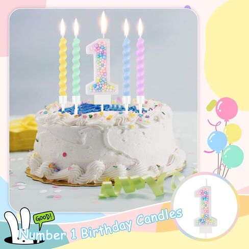 Rainbow Number 3 Birthday Candle 3D Macaron Glitter Number 3 Candle Pastel Pink Birthday Cake Candles with 12 Pcs Long Spiral Cake Candles for Girls Boys Cakes Topper Wedding Anniversary Theme Decor in Kuwait