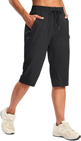 SANTINY Women's 13''/ 15"/ 17'' Long Hiking Shorts with Zipper Pockets Lightweight Quick Dry Below The Knee Capris for Women in Saudi Arabia