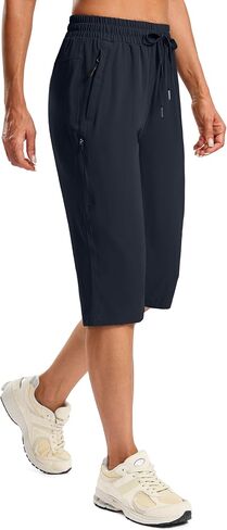SANTINY Women's 13''/ 15"/ 17'' Long Hiking Shorts with Zipper Pockets Lightweight Quick Dry Below The Knee Capris for Women in Saudi Arabia