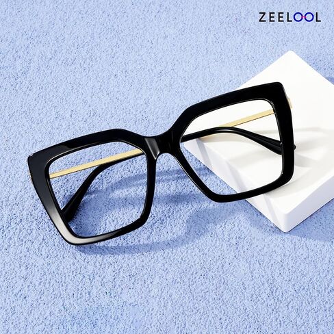 Zeelool Oversized Blue Light Glasses for Women Classic Designer Square Eyeglasses Frames Non Prescription in Kuwait