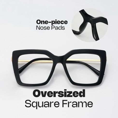 Zeelool Oversized Blue Light Glasses for Women Classic Designer Square Eyeglasses Frames Non Prescription in Kuwait