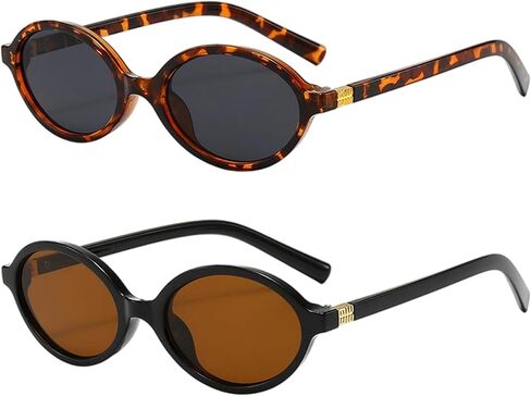 Retro Oval Sunglasses for Women Men Trendy Small 90s Sun Glasses Vintage Round Designer Sunnies in Saudi Arabia