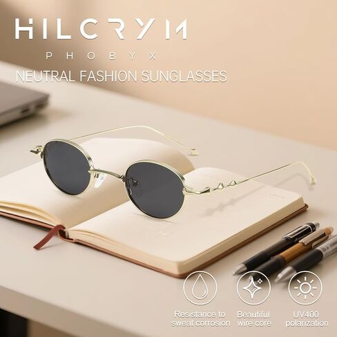 Vintage Oval Polarizing Sunglasses Men and Women UV400 Metal Frame Fashionable in Saudi Arabia