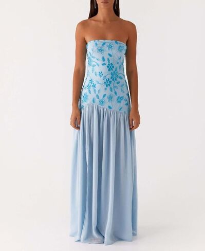 Women Floral Strapless Maxi Dress Y2K Bodycon Tube Long Dresses Sexy Party Formal Cocktail Beach Slit Dress in Kuwait