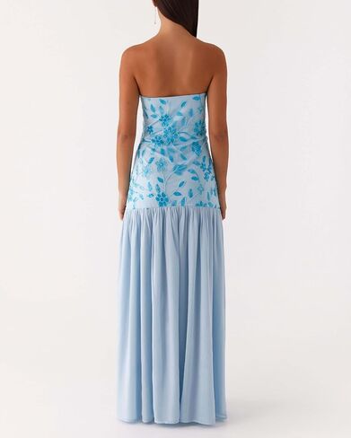 Women Floral Strapless Maxi Dress Y2K Bodycon Tube Long Dresses Sexy Party Formal Cocktail Beach Slit Dress in Kuwait