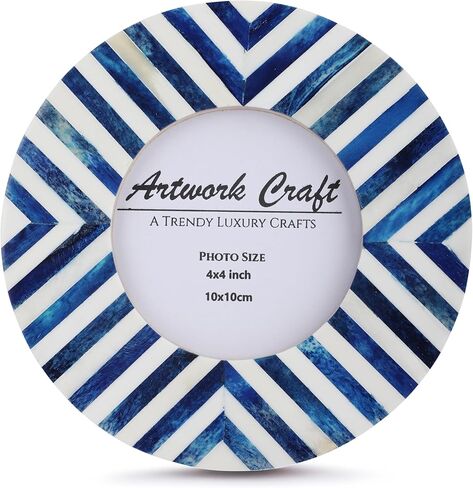 إطار صورة دائري مصنوع يدويًا على شكل عظمة شيفرون ستار آرت مستوحى من سطح الطاولة/إطارات دائرية لديكور الحائط (رمادي 4 × 4 بوصات) in Kuwait