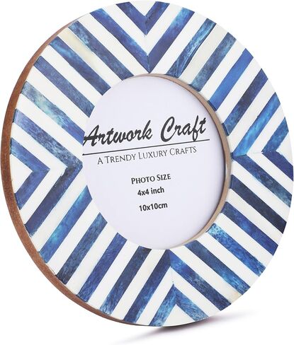 إطار صورة دائري مصنوع يدويًا على شكل عظمة شيفرون ستار آرت مستوحى من سطح الطاولة/إطارات دائرية لديكور الحائط (رمادي 4 × 4 بوصات) in Kuwait