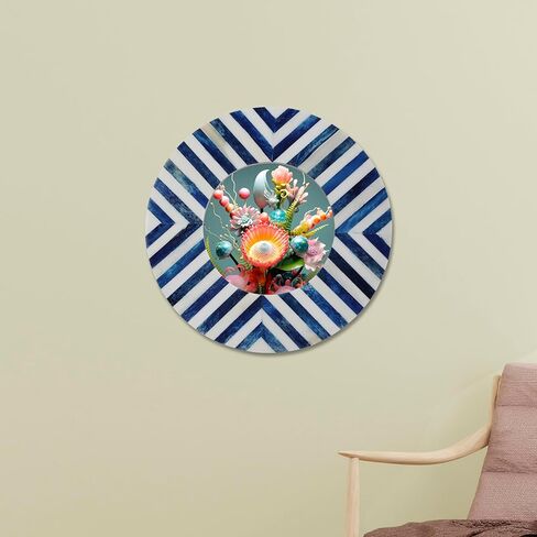 إطار صورة دائري مصنوع يدويًا على شكل عظمة شيفرون ستار آرت مستوحى من سطح الطاولة/إطارات دائرية لديكور الحائط (رمادي 4 × 4 بوصات) in Kuwait