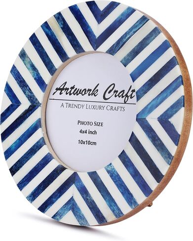 إطار صورة دائري مصنوع يدويًا على شكل عظمة شيفرون ستار آرت مستوحى من سطح الطاولة/إطارات دائرية لديكور الحائط (رمادي 4 × 4 بوصات) in Kuwait