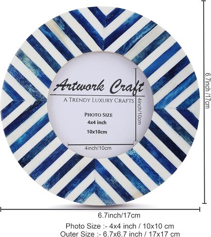 إطار صورة دائري مصنوع يدويًا على شكل عظمة شيفرون ستار آرت مستوحى من سطح الطاولة/إطارات دائرية لديكور الحائط (رمادي 4 × 4 بوصات) in Kuwait