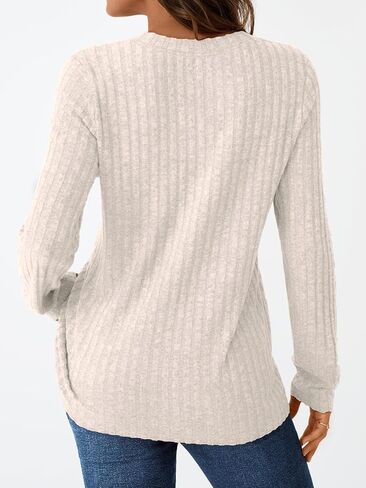 AUTOMET Womens Henley V Neck Long Sleeve Shirt Fall Dreesy Casual Tunic Loose Fit Top Sweater in Saudi Arabia