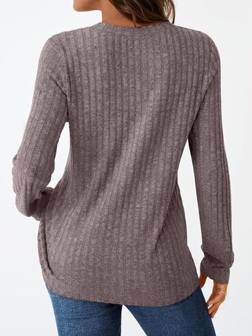 AUTOMET Womens Henley V Neck Long Sleeve Shirt Fall Dreesy Casual Tunic Loose Fit Top Sweater in Saudi Arabia