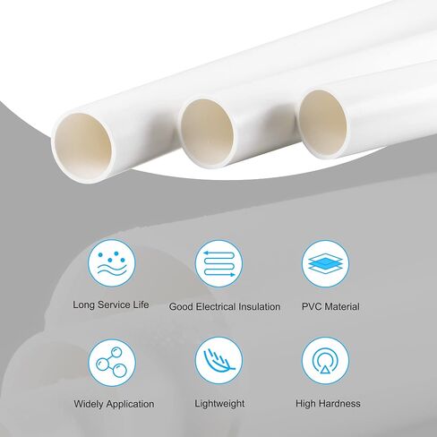 MECCANIXITY PVC Rigid Round Pipe 15.5mm ID 20mm OD 500mm Black High Impact for Water Pipe, Crafts, Decoration, Cable Sleeve 3pcs in Saudi Arabia