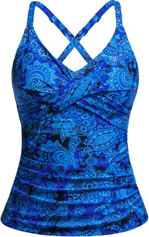 Women Tankini Bathing Suit Top - Twist Front V Neck Swim Top Only Cross Tummy Control Swimsuit 2025 in Saudi Arabia