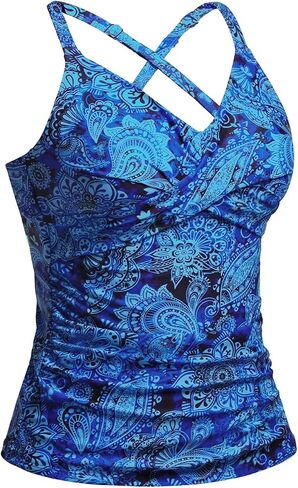Women Tankini Bathing Suit Top - Twist Front V Neck Swim Top Only Cross Tummy Control Swimsuit 2025 in Saudi Arabia