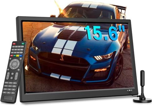 15.6 inch Portable Small TV - Kitchen TV with Antenna/HDMI/USB/AV, Rechargeable Battery Operated - Perfect for Camping and RV Trips in Kuwait