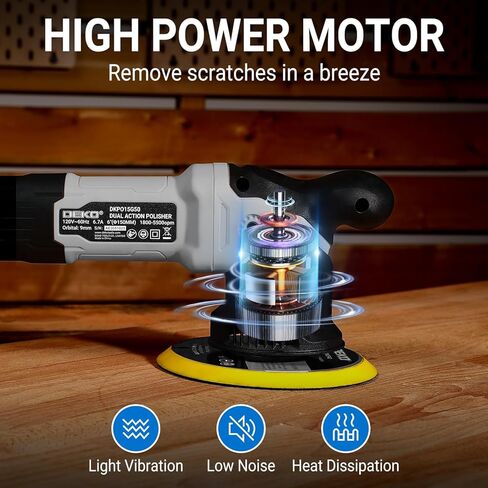 جهاز تلميع عازل من DEKOPRO لتلميع تفاصيل السيارة، جهاز تلميع مزدوج الحركة DA آلة تلميع يدوية مدارية عشوائية للسيارات، مجموعة شمع ملمع دوارة مقاس 6 بوصة، أداة يدوية متغيرة السرعة، مخازن الشمع المؤقتة in Kuwait