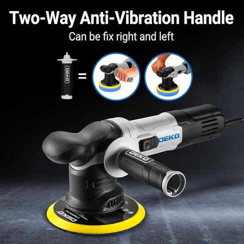 جهاز تلميع عازل من DEKOPRO لتلميع تفاصيل السيارة، جهاز تلميع مزدوج الحركة DA آلة تلميع يدوية مدارية عشوائية للسيارات، مجموعة شمع ملمع دوارة مقاس 6 بوصة، أداة يدوية متغيرة السرعة، مخازن الشمع المؤقتة in Kuwait