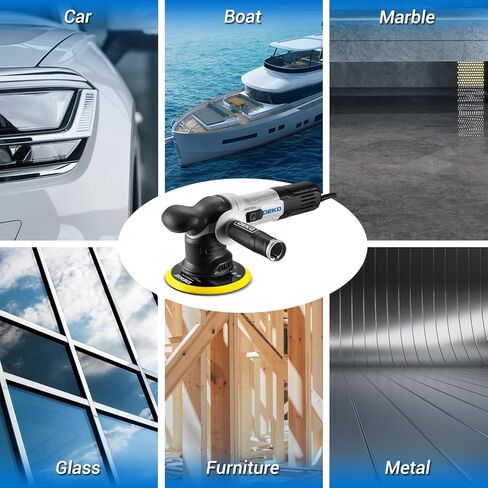 جهاز تلميع عازل من DEKOPRO لتلميع تفاصيل السيارة، جهاز تلميع مزدوج الحركة DA آلة تلميع يدوية مدارية عشوائية للسيارات، مجموعة شمع ملمع دوارة مقاس 6 بوصة، أداة يدوية متغيرة السرعة، مخازن الشمع المؤقتة in Kuwait