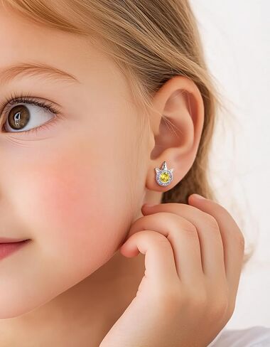Birthstone Earrings for Girls, 925 Sterling Silver Stud Earrings for Women, Unicorn Gifts for Girls, Cubic Zirconia Studs Earrings, Unicorn Birthday Christmas Gifts for Teens Women in Saudi Arabia