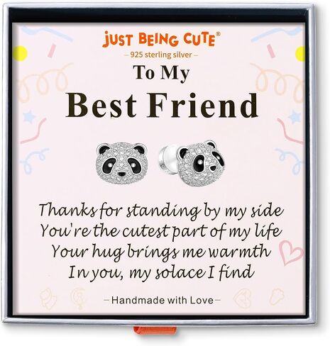 Panda Earrings Gifts, 925 Sterling Silver Cubic Zirconia Stud Earrings Hypoallergenic Cute Jewelry Valentine's Day Gifts for Women Girlfriend Teen Girls in Saudi Arabia