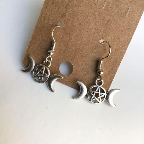 Triple Moon Earrings Symbol of Moon Goddess Hecate, Triple Moon Witchy Jewelry for Women, Triple Goddess Moon Charm Earrings with Hecate Pendant, Triple Moon Goddess Hecate Symbol in Saudi Arabia