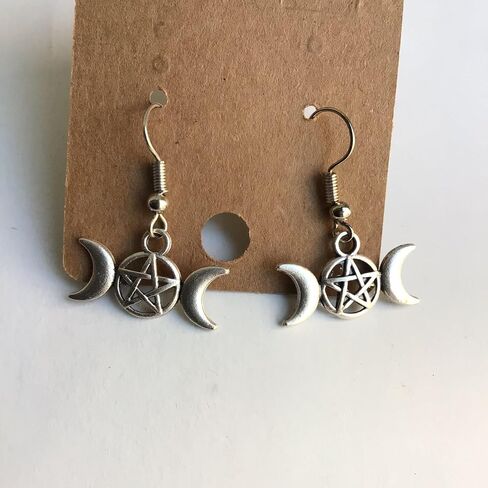 Triple Moon Earrings Symbol of Moon Goddess Hecate, Triple Moon Witchy Jewelry for Women, Triple Goddess Moon Charm Earrings with Hecate Pendant, Triple Moon Goddess Hecate Symbol in Saudi Arabia