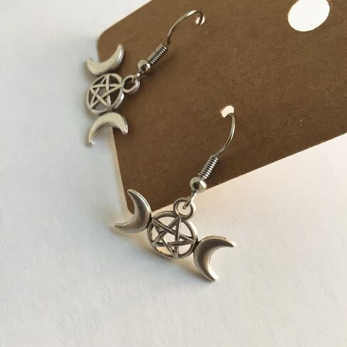 Triple Moon Earrings Symbol of Moon Goddess Hecate, Triple Moon Witchy Jewelry for Women, Triple Goddess Moon Charm Earrings with Hecate Pendant, Triple Moon Goddess Hecate Symbol in Saudi Arabia
