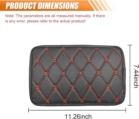 Leather Center Console Cover for Cars - Waterproof Armrest Seat Box Cover Protector Car Center Console Armrest Pad- Universal Middle Console Arm Rest Cover Cushion Pad for Most Vehicles (Black/Red) in Saudi Arabia