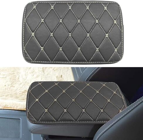 Leather Center Console Cover for Cars - Waterproof Armrest Seat Box Cover Protector Car Center Console Armrest Pad- Universal Middle Console Arm Rest Cover Cushion Pad for Most Vehicles (Black/Red) in Saudi Arabia