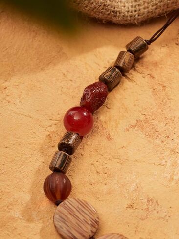 MINACHI Handmade Braided Necklace for Women, Wooden Beads, Rattan Charm, Vintage Style, Gift Jewelry in Saudi Arabia