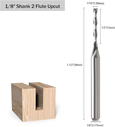 لقم توجيه CNC 1/8 بوصة مطحنة نهاية لقمة CNC 1/32 بوصة قطر قطع مسطح من كربيد الأنف المسطح اثنين من أدوات قطع الطحن الحلزونية الناي للخشب الصلب PVC MDF (1/32 بوصة، 10) in Saudi Arabia