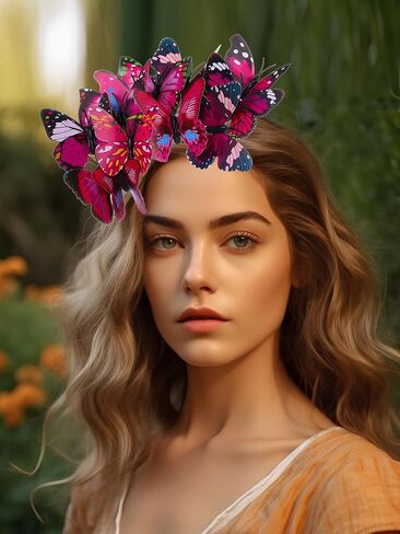 Zeyune Butterfly Fascinator Hat Monarch Butterfly Headband Women Tea Party Headband Festival Wedding Headpiece in Kuwait