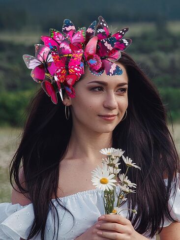 Zeyune Butterfly Fascinator Hat Monarch Butterfly Headband Women Tea Party Headband Festival Wedding Headpiece in Kuwait