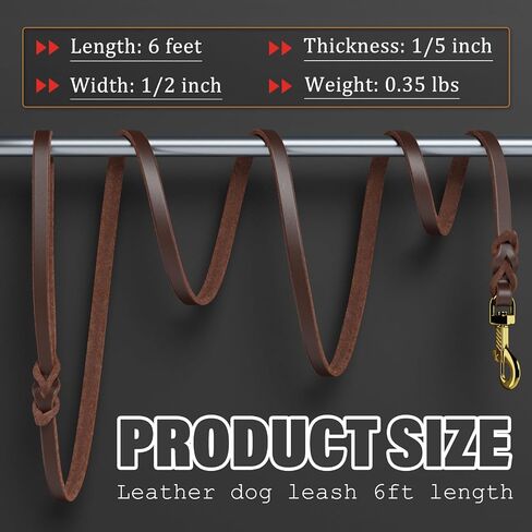 Leather Dog Leash 3ft Dog Leashes for Large Dogs Heavy Duty Training Leash for Medium/Small Dogs Soft Brown Leather Leash in Saudi Arabia
