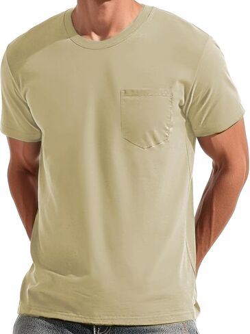 EKLENTSON Men's T-Shirts Short Sleeve Cotton Crew Neck Lightweight Tee Shirts Casual Summer Basic Tops with Pocket in Saudi Arabia