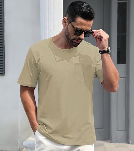 EKLENTSON Men's T-Shirts Short Sleeve Cotton Crew Neck Lightweight Tee Shirts Casual Summer Basic Tops with Pocket in Saudi Arabia
