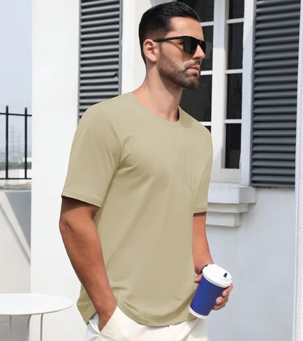 EKLENTSON Men's T-Shirts Short Sleeve Cotton Crew Neck Lightweight Tee Shirts Casual Summer Basic Tops with Pocket in Saudi Arabia
