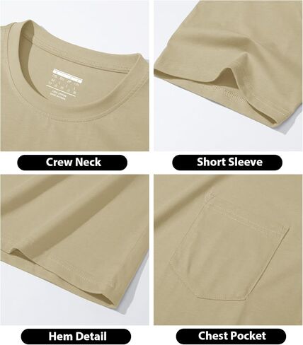 EKLENTSON Men's T-Shirts Short Sleeve Cotton Crew Neck Lightweight Tee Shirts Casual Summer Basic Tops with Pocket in Saudi Arabia