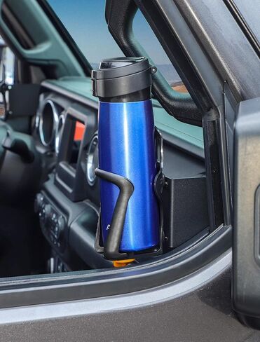Savadicar Door Cup Holder Compatible with Jeep Wrangler (JL) & Gladiator (JT) 2018-2025, Fit Standard Bottles 2.2 to 3.1 Inch, Extension Accessories for Jeep, Left Side, Black in Saudi Arabia