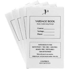 Golf Yardage Book (4 pcaks), All Weather Water Proof Stone Paper, Yardage Book, Golf Club Distance Card, Score Card
